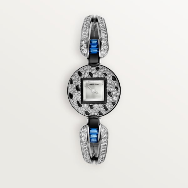 Joaillière Panthère 腕錶 21.66毫米，石英機芯，白色黃金，鑽石，藍寶石，縞瑪瑙