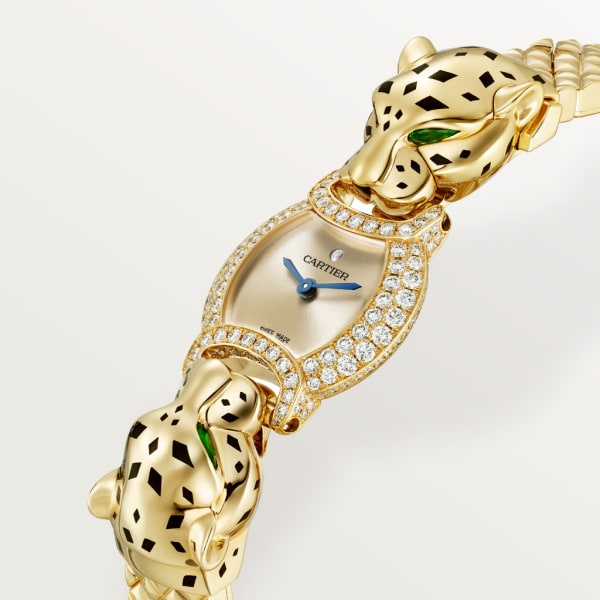 La Panthère de Cartier 腕錶 22.2毫米，石英機芯，黃金，鑽石，金屬錶鏈