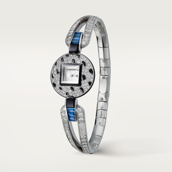 Joaillière Panthère 腕錶 21.66毫米，石英機芯，白色黃金，鑽石，藍寶石，縞瑪瑙