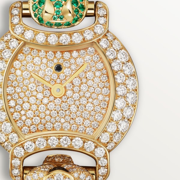 Indomptables de Cartier 腕錶 22.2毫米，石英機芯，黃金，鑽石，祖母綠，紅寶石，尖晶石，金屬錶鏈