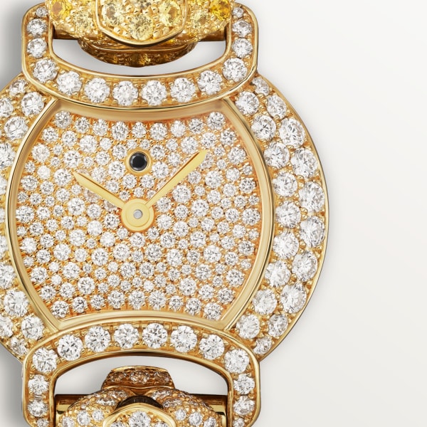 Indomptables de Cartier 腕錶 22.2毫米，石英機芯，黃金，鑽石，藍寶石，祖母綠，錳鋁石榴石，縞瑪瑙，金屬錶鏈
