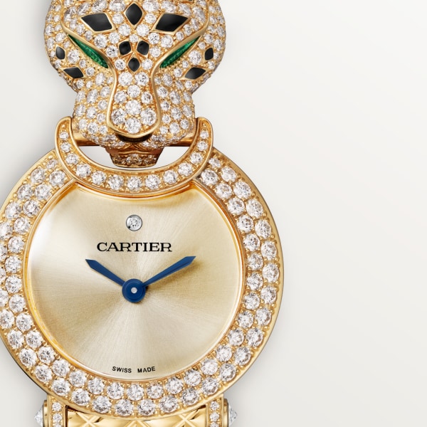 La Panthère de Cartier 腕錶 23.6毫米，石英機芯，18K黃金，鑽石，金屬錶鏈