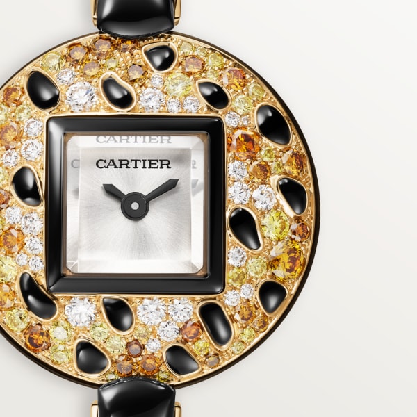 Joaillière Panthère 腕錶 21.66毫米，石英機芯，黃金，玫瑰金，鑽石，縞瑪瑙
