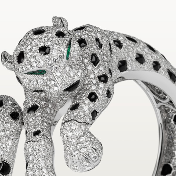 Panthère de Cartier 高級珠寶手鐲 鉑金，祖母綠，縞瑪瑙，鑽石