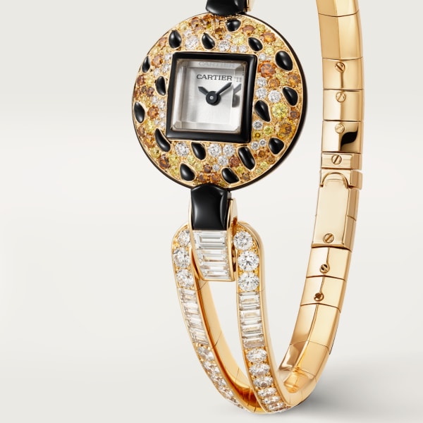Joaillière Panthère 腕錶 21.66毫米，石英機芯，黃金，玫瑰金，鑽石，縞瑪瑙