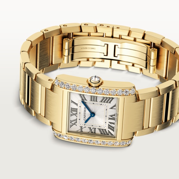 Tank Française 腕錶 中型款，石英機芯，黃金，鑽石