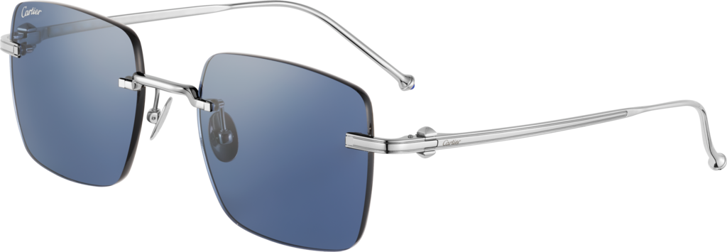 Pasha de Cartier SunglassesSmooth platinum-finish titanium, blue lenses
