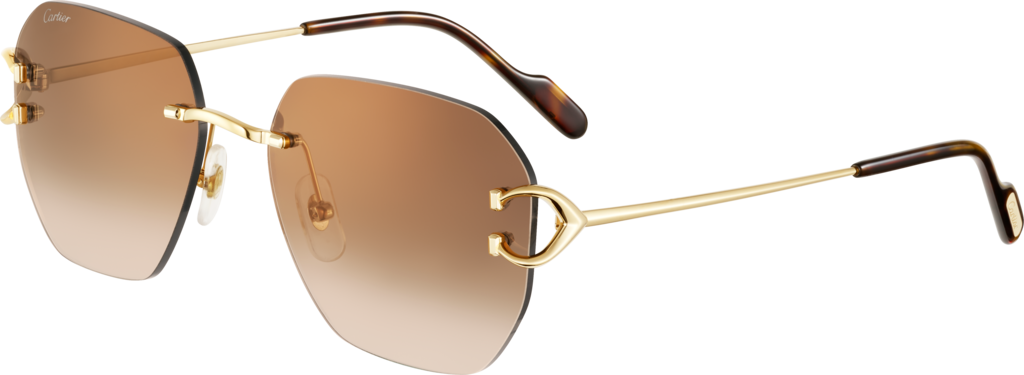 Signature C de Cartier 太陽眼鏡光滑及磨砂金色飾面金屬，棕色漸變鏡片