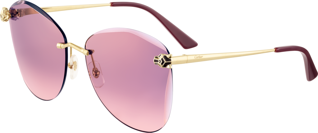 Panthère de Cartier 太陽眼鏡光滑金色飾面金屬，粉紅紫色漸變鏡片，金色鏡面效果