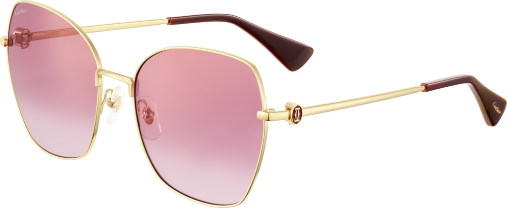 Signature C de Cartier 太陽眼鏡光滑金色飾面金屬，仙客來花紫粉紅色漸變鏡片，金色鏡面效果