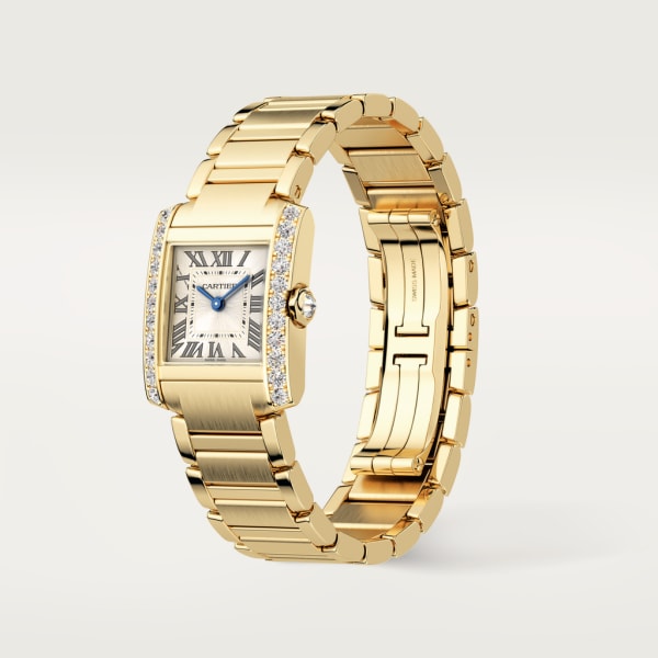 Tank Française 腕錶 小型款，石英機芯，黃金，鑽石