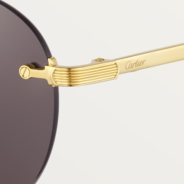 Signature C de Cartier Sunglasses Smooth golden-finish titanium, grey lenses