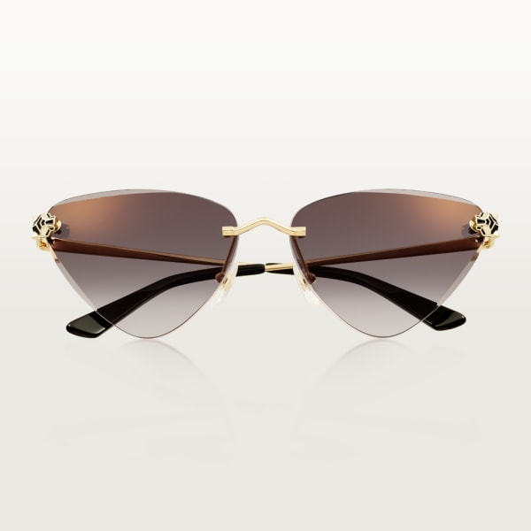 Panthère de Cartier 太陽眼鏡 光滑金色飾面金屬，灰色鏡片，金色鏡面效果