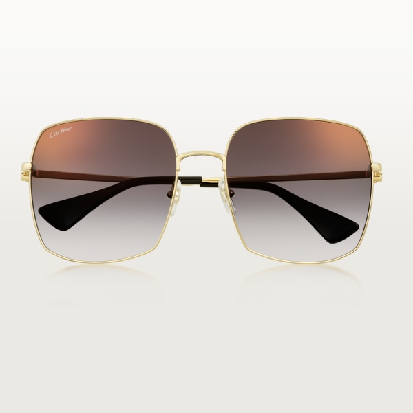 Signature C de Cartier 太陽眼鏡 光滑金色飾面金屬，灰色漸變鏡片，金色鏡面效果
