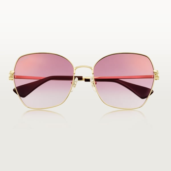 Signature C de Cartier 太陽眼鏡 光滑金色飾面金屬，仙客來花紫粉紅色漸變鏡片，金色鏡面效果