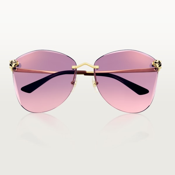 Panthère de Cartier 太陽眼鏡 光滑金色飾面金屬，粉紅紫色漸變鏡片，金色鏡面效果