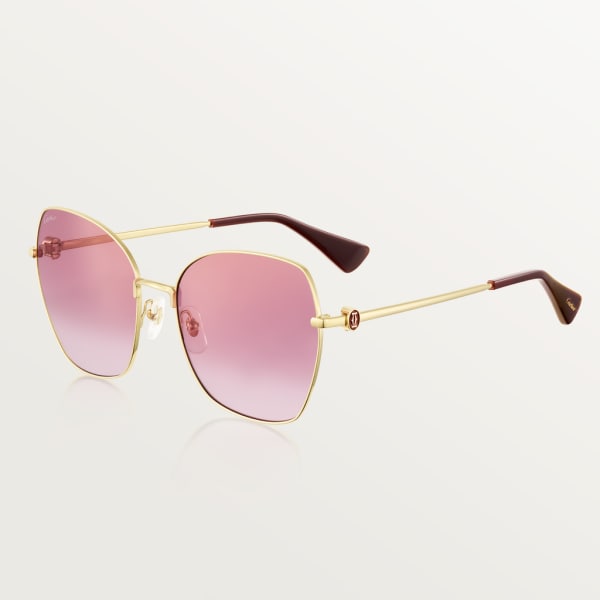 Signature C de Cartier 太陽眼鏡 光滑金色飾面金屬，仙客來花紫粉紅色漸變鏡片，金色鏡面效果