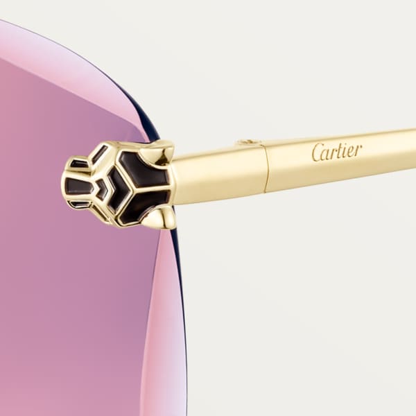 Panthère de Cartier 太陽眼鏡 光滑金色飾面金屬，粉紅紫色漸變鏡片，金色鏡面效果