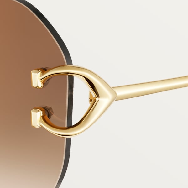 Signature C de Cartier Sunglasses Smooth and brushed golden-finish metal, graduated brown lenses