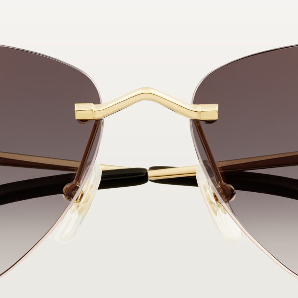 Panthère de Cartier Sunglasses Smooth golden-finish metal, grey lenses with golden flash