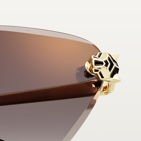 Panthère de Cartier Sunglasses Smooth golden-finish metal, grey lenses with golden flash