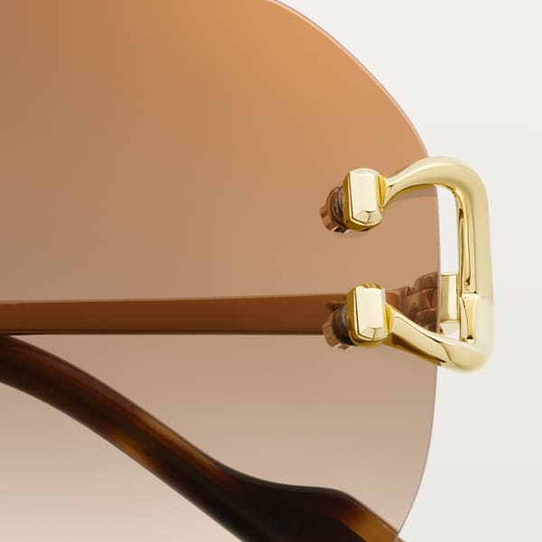 Signature C de Cartier 太陽眼鏡 光滑及磨砂金色飾面金屬，棕色漸變鏡片