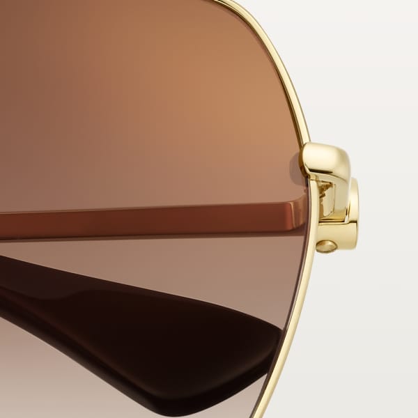 Signature C de Cartier 太陽眼鏡 光滑金色飾面金屬，棕色漸變鏡片，金色鏡面效果