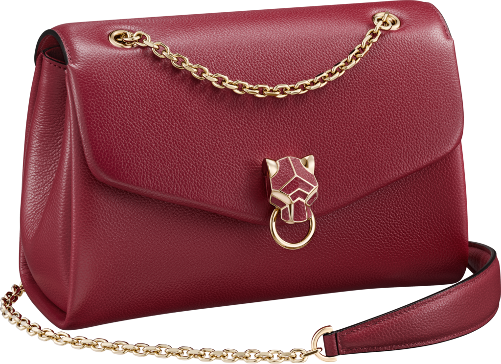 Panthère de Cartier bag, chain bag, small modelBurgundy calfskin, golden finish