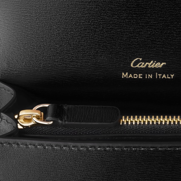 Panthère de Cartier 卡片夾 黑色小牛皮，金色飾面