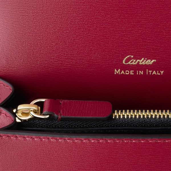Panthère de Cartier 卡片夾 櫻桃紅色小牛皮，金色飾面
