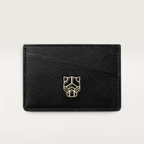 Panthère de Cartier Small Leather Goods, Card holder Black calfskin, golden finish