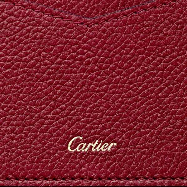 Panthère de Cartier 卡片夾 酒紅色小牛皮，金色飾面