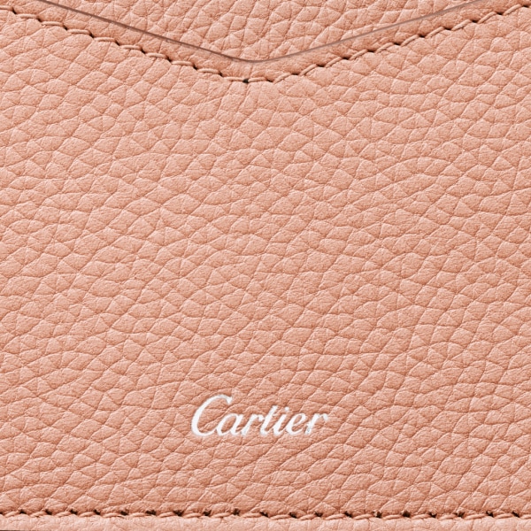 Panthère de Cartier 卡片夾 粉色小牛皮，鍍鈀飾面