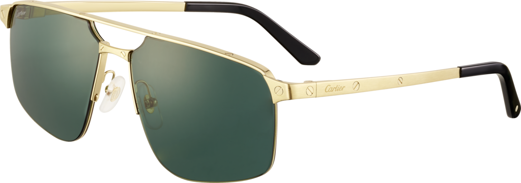 Santos de Cartier 太陽眼鏡光滑金色飾面金屬，綠色鏡片