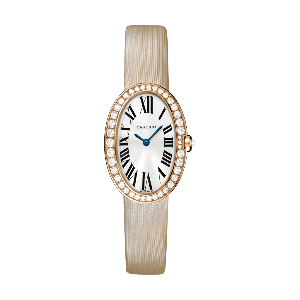 Baignoire 腕錶，小型款小型款，石英機芯，18K玫瑰金，鑽石，帆布
