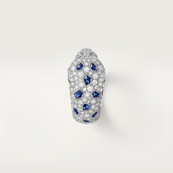 Panthère de Cartier ring White gold, emeralds, sapphires, diamonds