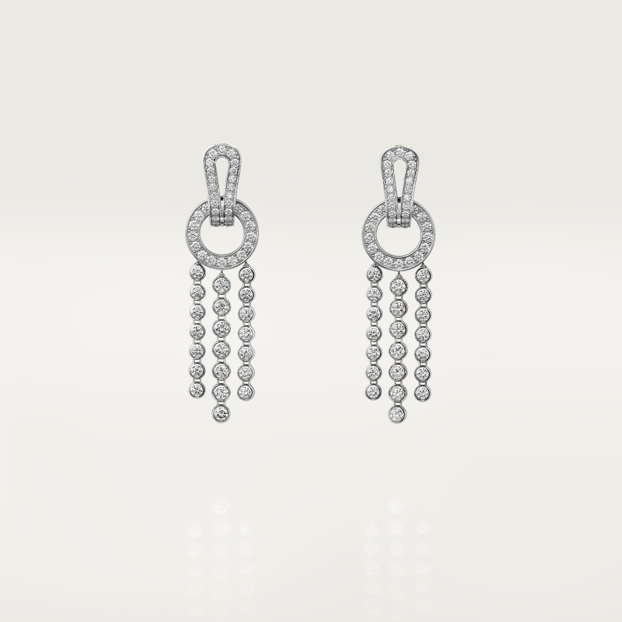 Agrafe earrings, brilliant-cut diamonds, pavedWhite gold, diamonds