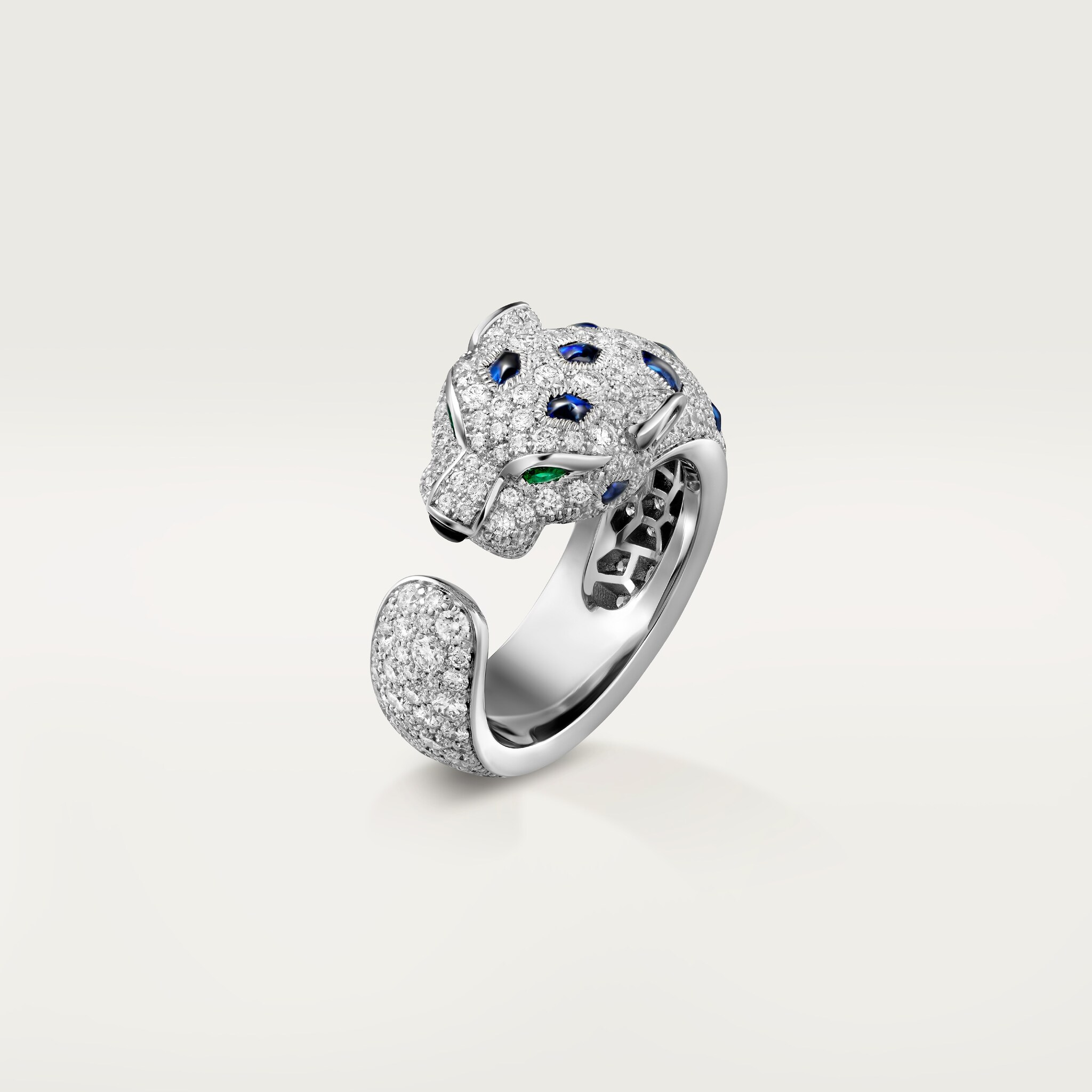 Panthère de Cartier ringWhite gold, emeralds, sapphires, diamonds