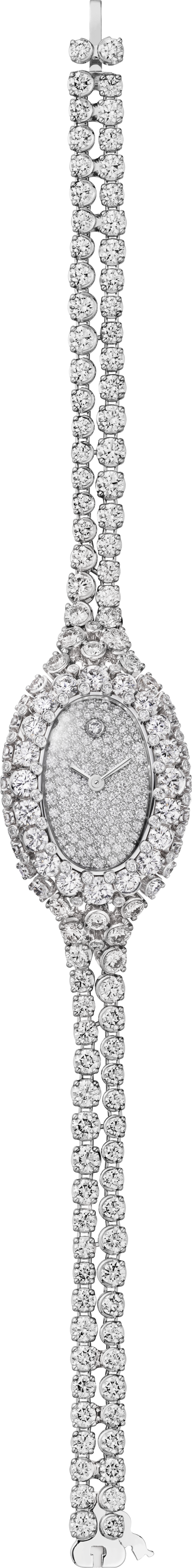 Baignoire 珠寶腕錶 迷你款，石英機芯，白色黃金，鑽石