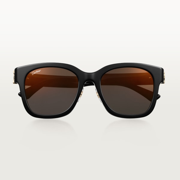C de Cartier 太陽眼鏡 黑色複合材質，灰色鏡片