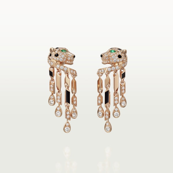 Panthère de Cartier earrings Rose gold, onyx, emeralds, diamonds