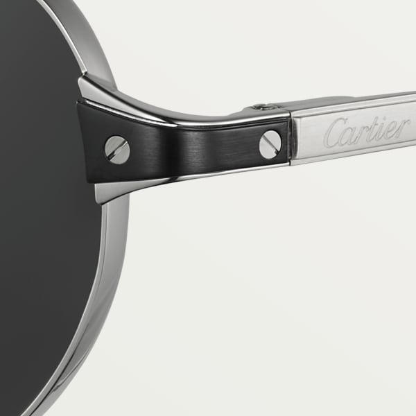 Santos de Cartier 太陽眼鏡 光滑及磨砂鍍鉑金飾面金屬，灰色鏡片