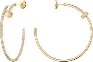 Juste un Clou hoop earrings, large model, paved Yellow gold, diamonds
