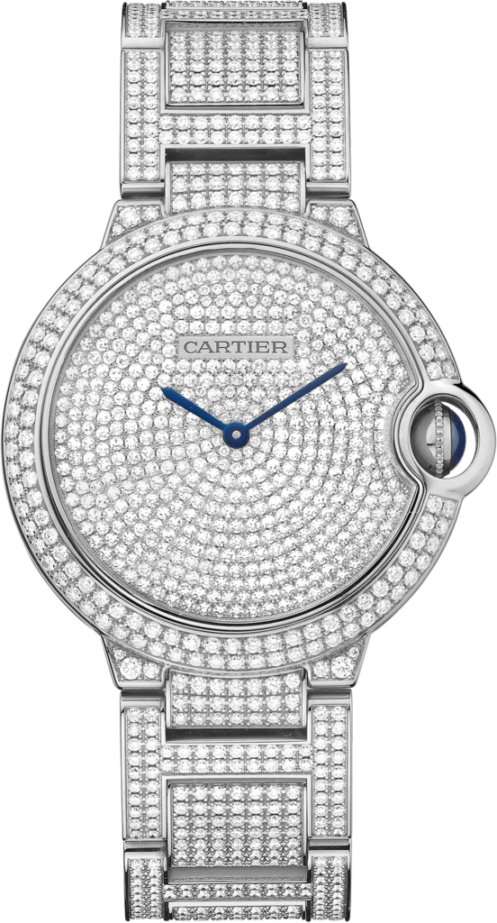 Ballon Bleu de Cartier 腕錶36毫米，18K白色黃金，鑽石