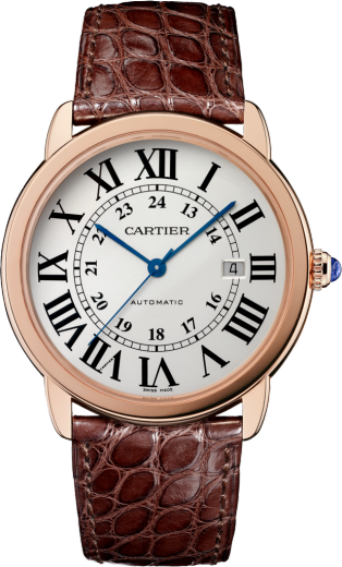 Ronde Solo de Cartier watch 42mm, automatic movement, rose gold, steel, leather