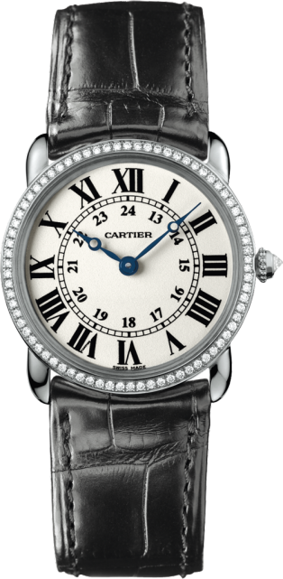 Ronde Louis Cartier 腕錶 29毫米，石英機芯，18K白色黃金，鑽石，皮革