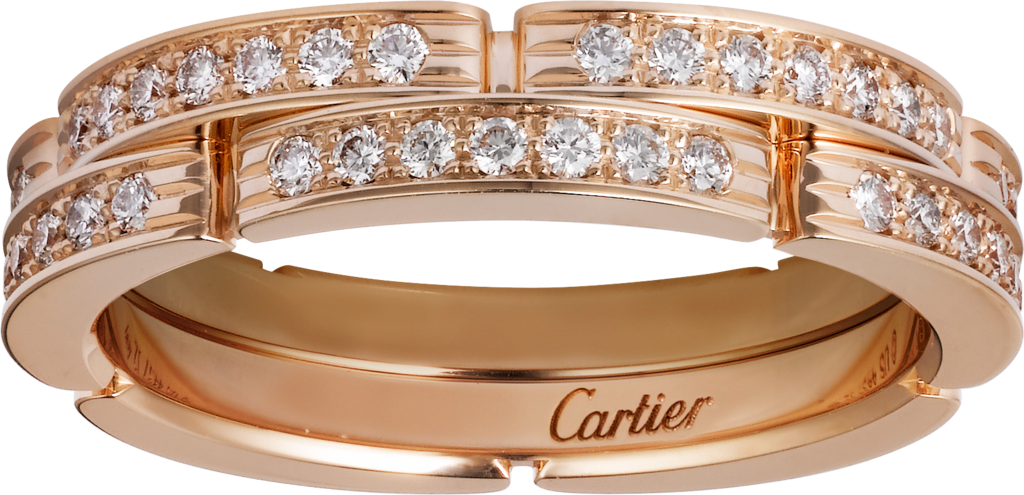 Maillon Panthère 高級結婚戒指，鋪鑲2行半圈鑽石18K玫瑰金，鑽石