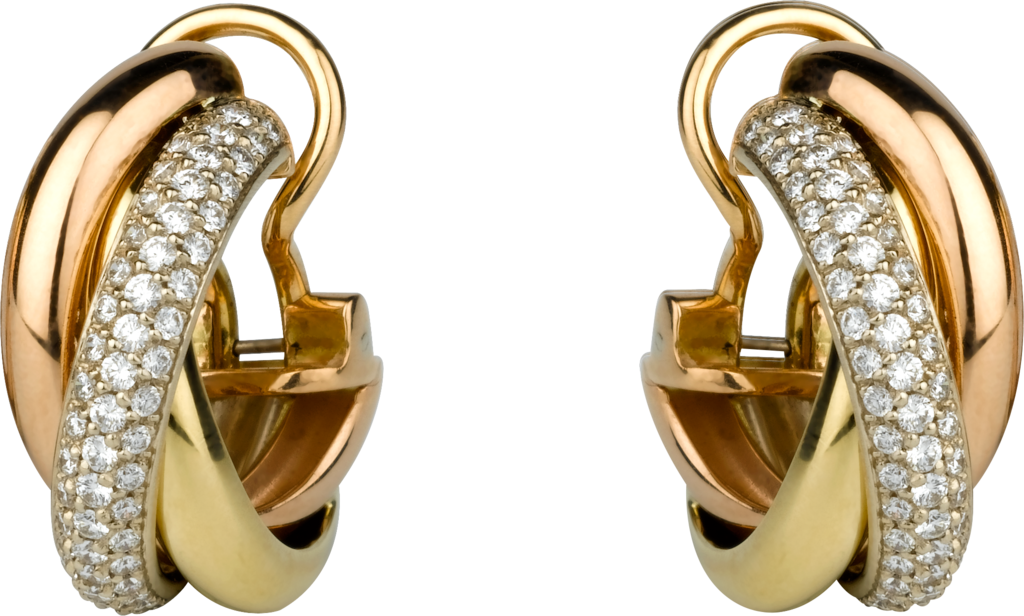 Trinity 耳環18K白色黃金，18K黃金，18K玫瑰金，鑽石