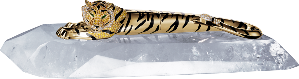 Fountain pen with tiger motifSolid yellow gold