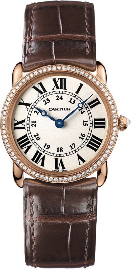 Ronde Louis Cartier 腕錶29毫米，石英機芯，18K玫瑰金，鑽石，皮革
